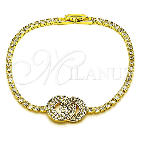 Pulsera Elegante 03.130.0037.1.07 Oro Laminado, con Zirconia Cubica Blanca, Pulido, Tono Dorado (Grosor 02.5 MM, 7 Pulgadas de Largo)