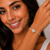 Pulsera Elegante 03.130.0036.1.07 Oro Laminado, Diseño de Corazón y Cluster, con Zirconia Cubica Blanca, Pulido, Tono Dorado (Grosor 02.5 MM, 7 Pulgadas de Largo)