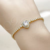 Pulsera Elegante 03.130.0036.1.07 Oro Laminado, Diseño de Corazón y Cluster, con Zirconia Cubica Blanca, Pulido, Tono Dorado (Grosor 02.5 MM, 7 Pulgadas de Largo)