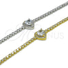 Pulsera Elegante 03.130.0036.1.07 Oro Laminado, Diseño de Corazón y Cluster, con Zirconia Cubica Blanca, Pulido, Tono Dorado (Grosor 02.5 MM, 7 Pulgadas de Largo)