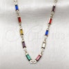 Gargantilla Elegante 03.386.0019.16 Oro Laminado, Diseño de Baguette, con Cristal Multicolor, Pulido, Tono Dorado (Grosor 03.8 MM, 16 Pulgadas de Largo)
