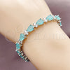 Pulsera Tennis 03.460.0001.1.07 Rodio Laminado, Diseño de Gota, con Zirconia Cubica Turquoise, Pulido, Rodinado (Grosor 07.2 MM, 8 Pulgadas de Largo)
