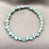 Pulsera Tennis 03.460.0001.1.07 Rodio Laminado, Diseño de Gota, con Zirconia Cubica Turquoise, Pulido, Rodinado (Grosor 07.2 MM, 8 Pulgadas de Largo)