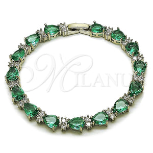 Pulsera Tennis 03.460.0001.2.07 Rodio Laminado, Diseño de Gota, con Zirconia Cubica Topacio Azul y Blanca, Pulido, Rodinado (Grosor 07.2 MM, 8 Pulgadas de Largo)
