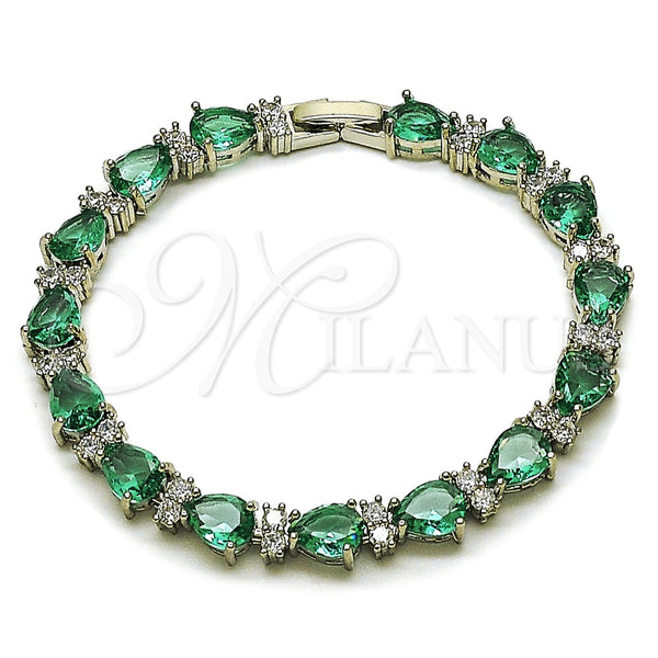 Pulsera Tennis 03.460.0001.2.07 Rodio Laminado, Diseño de Gota, con Zirconia Cubica Topacio Azul y Blanca, Pulido, Rodinado (Grosor 07.2 MM, 8 Pulgadas de Largo)