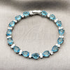 Pulsera Tennis 03.460.0001.3.07 Rodio Laminado, Diseño de Gota, con Zirconia Cubica Indicolite y Blanca, Pulido, Rodinado (Grosor 07.2 MM, 8 Pulgadas de Largo)