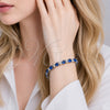 Pulsera Tennis 03.460.0001.4.07 Rodio Laminado, Diseño de Gota, con Zirconia Cubica Zafiro Azul y Blanca, Pulido, Rodinado (Grosor 07.2 MM, 8 Pulgadas de Largo)