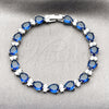 Pulsera Tennis 03.460.0001.4.07 Rodio Laminado, Diseño de Gota, con Zirconia Cubica Zafiro Azul y Blanca, Pulido, Rodinado (Grosor 07.2 MM, 8 Pulgadas de Largo)