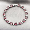 Pulsera Tennis 03.460.0001.5.07 Rodio Laminado, Diseño de Gota, con Zirconia Cubica Rubi y Blanca, Pulido, Rodinado (Grosor 07.2 MM, 8 Pulgadas de Largo)
