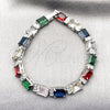 Pulsera Tennis 03.460.0003.07 Rodio Laminado, con Zirconia Cubica Multicolor y Blanca, Pulido, Rodinado (Grosor 06.8 MM, 7 Pulgadas de Largo)