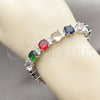 Pulsera Tennis 03.460.0005.07 Rodio Laminado, con Zirconia Cubica Multicolor y Blanca, Pulido, Rodinado (Grosor 07.8 MM, 7 Pulgadas de Largo)