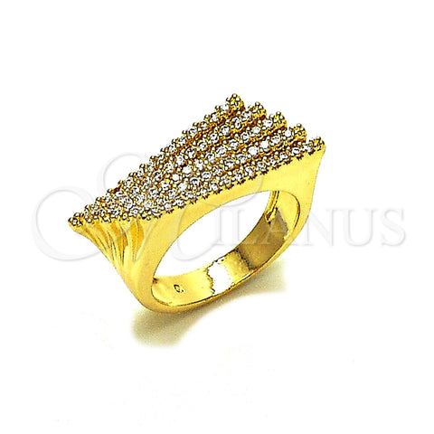 Anillo Multi Piedra 01.283.0067.07 Oro Laminado, Diseño de Herradura, con Zirconia Cubica Blanca, Pulido, Tono Dorado (Tamaño 7)