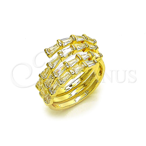 Anillo Multi Piedra 01.283.0069 Oro Laminado, Diseño de Baguette, con Zirconia Cubica Blanca, Pulido, Tono Dorado (Talla Unica)