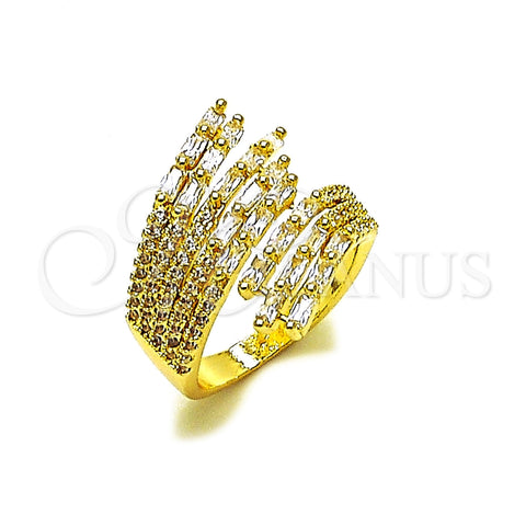 Anillo Multi Piedra 01.283.0070 Oro Laminado, Diseño de Baguette, con Zirconia Cubica Blanca, Pulido, Tono Dorado (Talla Unica)