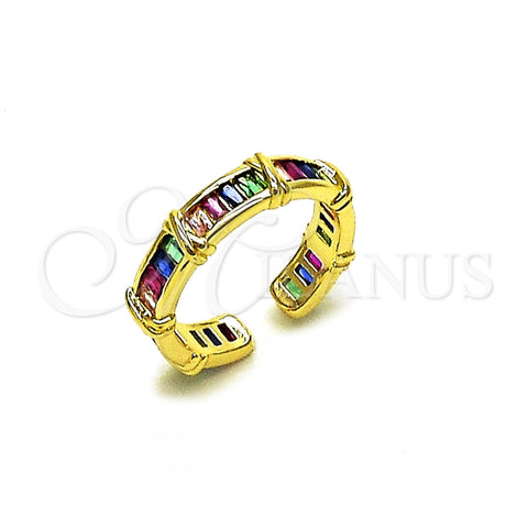 Anillo Multi Piedra 01.283.0071 Oro Laminado, Diseño de Baguette, con Zirconia Cubica Multicolor, Pulido, Tono Dorado (Talla Unica)