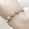 Pulsera Tennis 03.283.0560.07 Oro Laminado, Diseño de Bola, con Zirconia Cubica Blanca, Pulido, Tono Dorado (Grosor 10 MM, 8 Pulgadas de Largo)