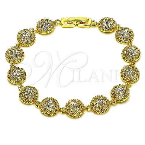 Pulsera Tennis 03.283.0560.07 Oro Laminado, Diseño de Bola, con Zirconia Cubica Blanca, Pulido, Tono Dorado (Grosor 10 MM, 8 Pulgadas de Largo)