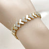 Pulsera Tennis 03.283.0561.07 Oro Laminado, Diseño de Corazón, con Zirconia Cubica Blanca, Pulido, Tono Dorado (Grosor 10.8 MM, 8 Pulgadas de Largo)