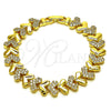 Pulsera Tennis 03.283.0561.07 Oro Laminado, Diseño de Corazón, con Zirconia Cubica Blanca, Pulido, Tono Dorado (Grosor 10.8 MM, 8 Pulgadas de Largo)