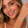 Pulsera Tennis 03.283.0562.07 Oro Laminado, Diseño de Puff Mariner, con Zirconia Cubica Blanca y Micro Pave Blanca, Pulido, Tono Dorado (Grosor 09.8 MM, 7 Pulgadas de Largo)