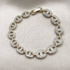 Pulsera Tennis 03.283.0562.07 Oro Laminado, Diseño de Puff Mariner, con Zirconia Cubica Blanca y Micro Pave Blanca, Pulido, Tono Dorado (Grosor 09.8 MM, 7 Pulgadas de Largo)