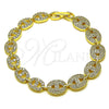 Pulsera Tennis 03.283.0562.07 Oro Laminado, Diseño de Puff Mariner, con Zirconia Cubica Blanca y Micro Pave Blanca, Pulido, Tono Dorado (Grosor 09.8 MM, 7 Pulgadas de Largo)