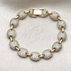 Pulsera Tennis 03.283.0563.07 Oro Laminado, Diseño de Puff Mariner, con Zirconia Cubica Blanca, Pulido, Tono Dorado (Grosor 10 MM, 8 Pulgadas de Largo)
