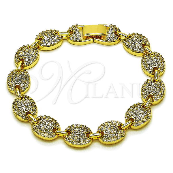 Pulsera Tennis 03.283.0563.07 Oro Laminado, Diseño de Puff Mariner, con Zirconia Cubica Blanca, Pulido, Tono Dorado (Grosor 10 MM, 8 Pulgadas de Largo)