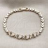 Pulsera Elegante 03.283.0564.07 Oro Laminado, Diseño de Corazón y Besos y Abrazos, con Zirconia Cubica Blanca, Diamantado, Tono Dorado (Grosor 05 MM, 8 Pulgadas de Largo)