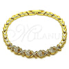 Pulsera Elegante 03.283.0564.07 Oro Laminado, Diseño de Corazón y Besos y Abrazos, con Zirconia Cubica Blanca, Diamantado, Tono Dorado (Grosor 05 MM, 8 Pulgadas de Largo)