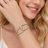 Pulsera Elegante 03.283.0566.07 Oro Laminado, Diseño de Baguette, con Zirconia Cubica Blanca, Pulido, Tono Dorado (Grosor 25 MM, 8 Pulgadas de Largo)