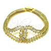 Pulsera Elegante 03.283.0566.07 Oro Laminado, Diseño de Baguette, con Zirconia Cubica Blanca, Pulido, Tono Dorado (Grosor 25 MM, 8 Pulgadas de Largo)