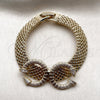 Pulsera Elegante 03.283.0567.07 Oro Laminado, Diseño de Clavo, con Zirconia Cubica Blanca, Pulido, Tono Dorado (Grosor 10.5 MM, 7 Pulgadas de Largo)