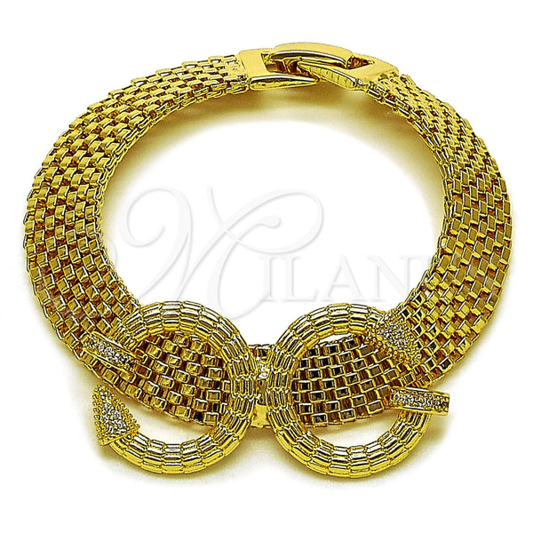 Pulsera Elegante 03.283.0567.07 Oro Laminado, Diseño de Clavo, con Zirconia Cubica Blanca, Pulido, Tono Dorado (Grosor 10.5 MM, 7 Pulgadas de Largo)