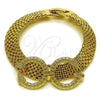 Pulsera Elegante 03.283.0567.07 Oro Laminado, Diseño de Clavo, con Zirconia Cubica Blanca, Pulido, Tono Dorado (Grosor 10.5 MM, 7 Pulgadas de Largo)