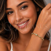 Pulsera Elegante 03.283.0568.07 Oro Laminado, Diseño de Paperclip, con Micro Pave Blanca, Pulido, Tono Dorado (Grosor 05 MM, 8 Pulgadas de Largo)