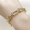Pulsera Elegante 03.283.0569.07 Oro Laminado, con Zirconia Cubica Blanca, Pulido, Tono Dorado (Grosor 07.5 MM, 7 Pulgadas de Largo)