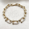Pulsera Elegante 03.283.0569.07 Oro Laminado, con Zirconia Cubica Blanca, Pulido, Tono Dorado (Grosor 07.5 MM, 7 Pulgadas de Largo)