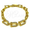 Pulsera Elegante 03.283.0569.07 Oro Laminado, con Zirconia Cubica Blanca, Pulido, Tono Dorado (Grosor 07.5 MM, 7 Pulgadas de Largo)