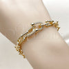 Pulsera Elegante 03.283.0570.07 Oro Laminado, Diseño de Herradura, con Zirconia Cubica Blanca, Pulido, Tono Dorado (Grosor 07.5 MM, 8 Pulgadas de Largo)
