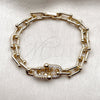 Pulsera Elegante 03.283.0570.07 Oro Laminado, Diseño de Herradura, con Zirconia Cubica Blanca, Pulido, Tono Dorado (Grosor 07.5 MM, 8 Pulgadas de Largo)