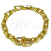 Pulsera Elegante 03.283.0570.07 Oro Laminado, Diseño de Herradura, con Zirconia Cubica Blanca, Pulido, Tono Dorado (Grosor 07.5 MM, 8 Pulgadas de Largo)