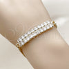 Pulsera Elegante 03.283.0572.07 Oro Laminado, Diseño de Miami Cubana, con Zirconia Cubica Blanca, Pulido, Tono Dorado (Grosor 05 MM, 8 Pulgadas de Largo)