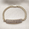 Pulsera Elegante 03.283.0572.07 Oro Laminado, Diseño de Miami Cubana, con Zirconia Cubica Blanca, Pulido, Tono Dorado (Grosor 05 MM, 8 Pulgadas de Largo)