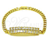 Pulsera Elegante 03.283.0572.07 Oro Laminado, Diseño de Miami Cubana, con Zirconia Cubica Blanca, Pulido, Tono Dorado (Grosor 05 MM, 8 Pulgadas de Largo)