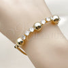 Pulsera Elegante 03.283.0573.07 Oro Laminado, Diseño de Miami Cubana y Bola, con Zirconia Cubica Blanca, Pulido, Tono Dorado (Grosor 05 MM, 8 Pulgadas de Largo)
