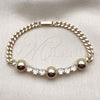 Pulsera Elegante 03.283.0573.07 Oro Laminado, Diseño de Miami Cubana y Bola, con Zirconia Cubica Blanca, Pulido, Tono Dorado (Grosor 05 MM, 8 Pulgadas de Largo)