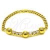 Pulsera Elegante 03.283.0573.07 Oro Laminado, Diseño de Miami Cubana y Bola, con Zirconia Cubica Blanca, Pulido, Tono Dorado (Grosor 05 MM, 8 Pulgadas de Largo)