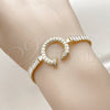 Pulsera Elegante 03.283.0574.07 Oro Laminado, Diseño de Clavo y Baguette, con Zirconia Cubica Blanca, Pulido, Tono Dorado (Grosor 04.6 MM, 8 Pulgadas de Largo)