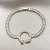 Pulsera Elegante 03.283.0574.07 Oro Laminado, Diseño de Clavo y Baguette, con Zirconia Cubica Blanca, Pulido, Tono Dorado (Grosor 04.6 MM, 8 Pulgadas de Largo)